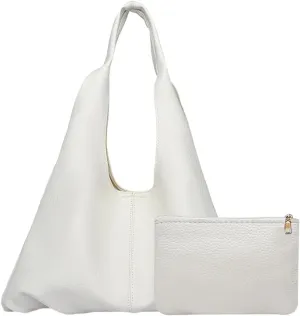 Slouchy Hobo Bags for Women Retro Vegan Leather Purse Luxury Designer Shoulder Bag Fashion Shopping Tote Bag 2pcs