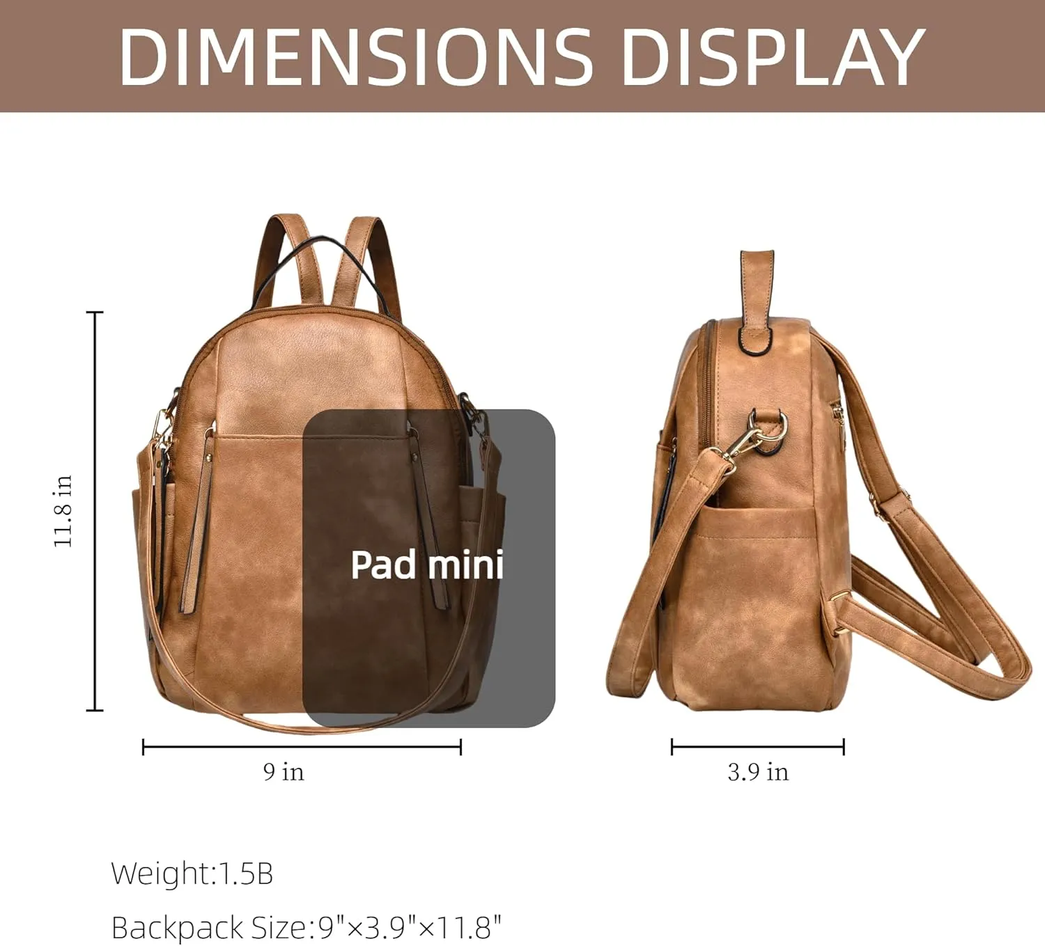 Small Backpack for Women Designer Leather Mini Backpack Purse Ladies Fashion Roomy Shoulder Handbag (Apricot)