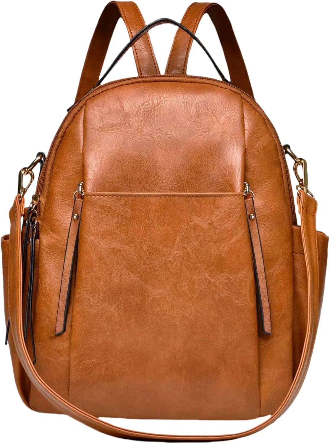 Small Backpack for Women Designer Leather Mini Backpack Purse Ladies Fashion Roomy Shoulder Handbag (Brown)