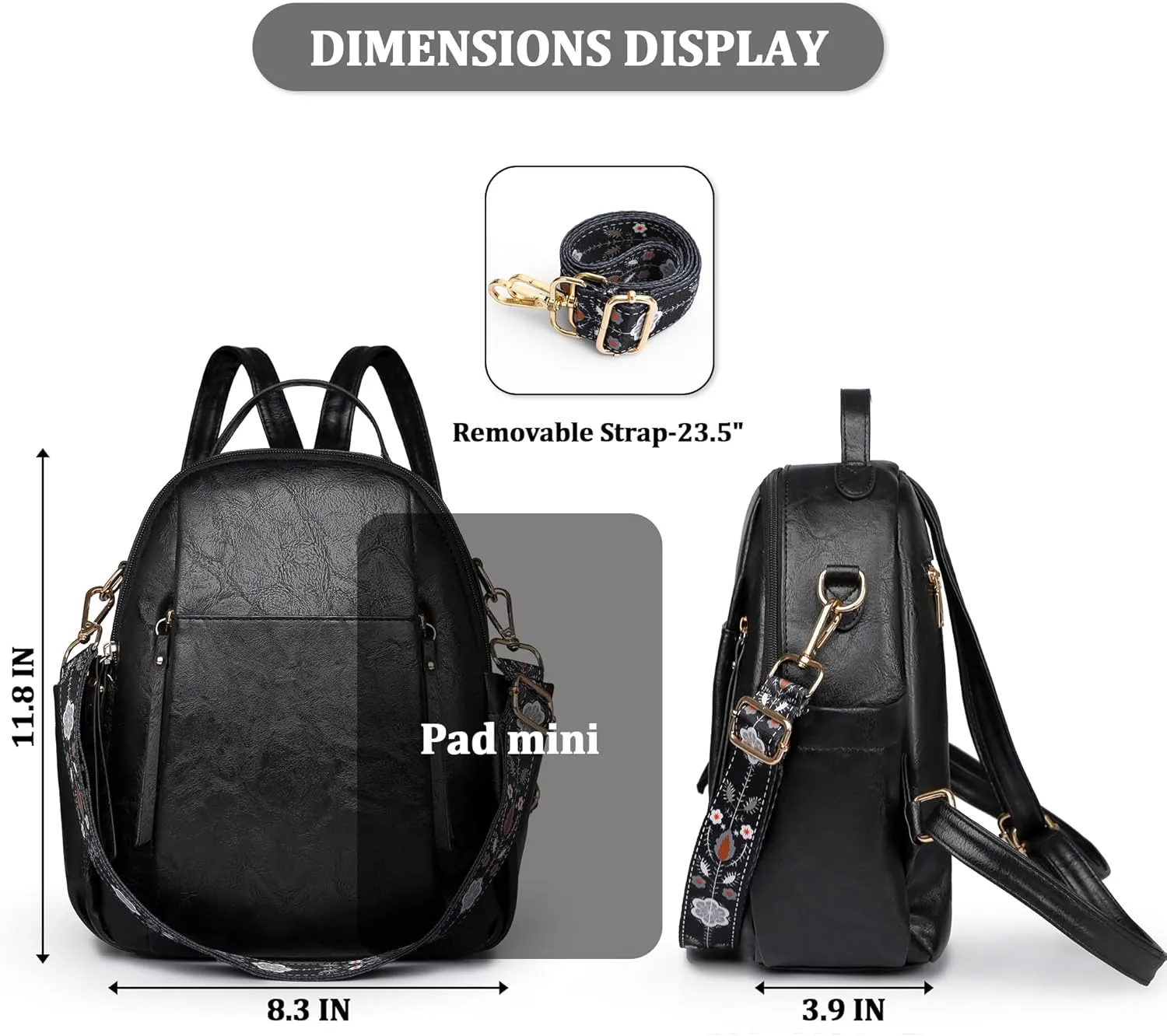 Small Backpack for Women Designer Leather Mini Backpack Purse Ladies Fashion Roomy Shoulder Handbag