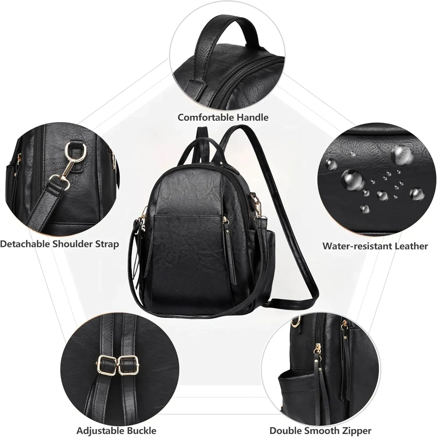 Small Backpack for Women Designer Leather Mini Backpack Purse Ladies Fashion Roomy Shoulder Handbag