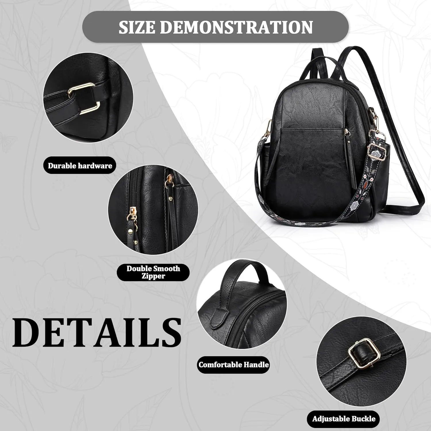 Small Backpack for Women Designer Leather Mini Backpack Purse Ladies Fashion Roomy Shoulder Handbag