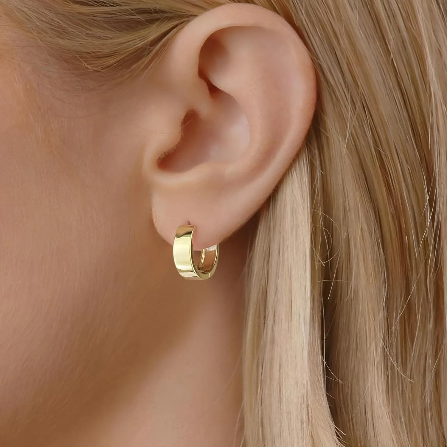 Small Hoop Earrings for Women 14K Gold Plated 925 Sterling Silver Post Huggie Earrings for Women