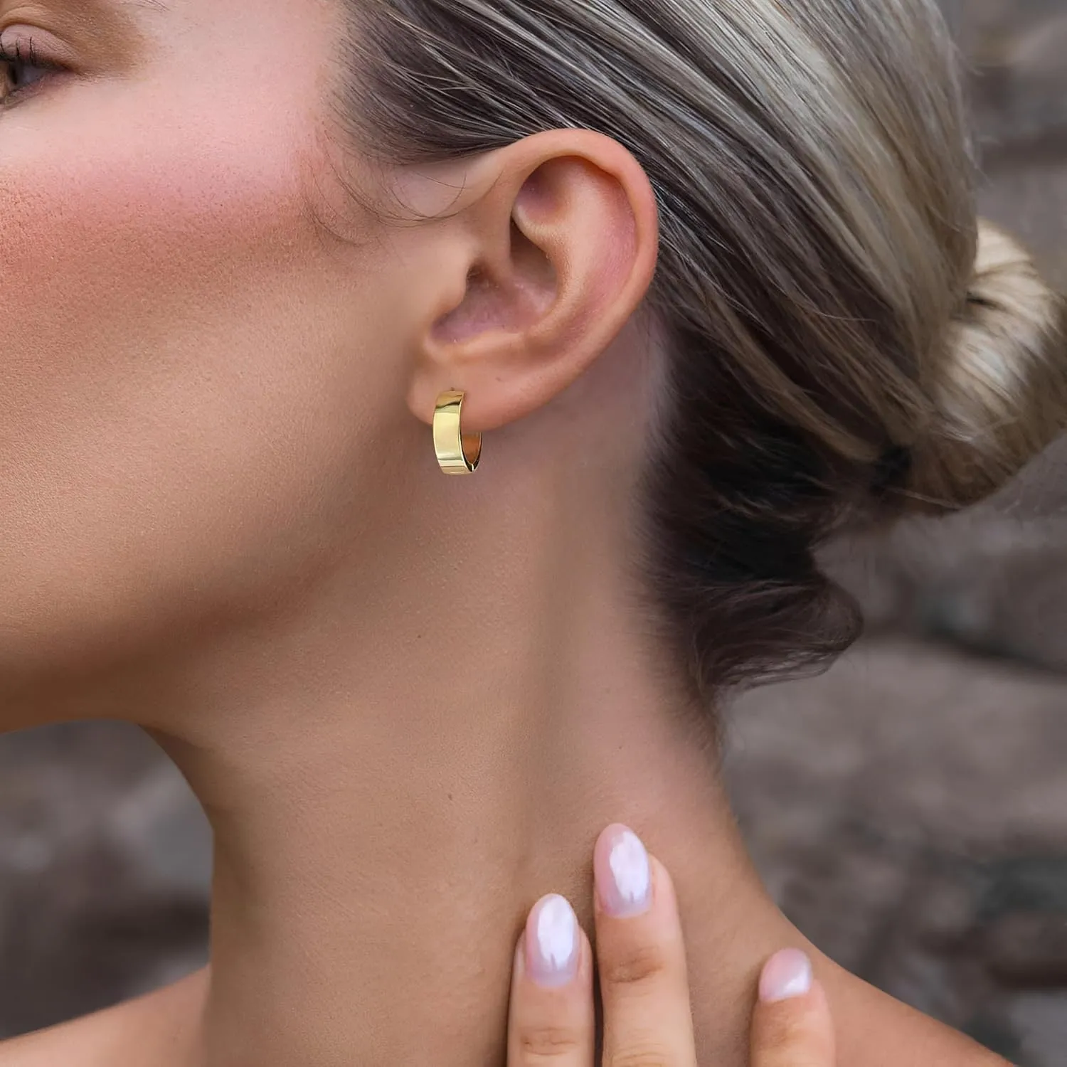 Small Hoop Earrings for Women 14K Gold Plated 925 Sterling Silver Post Huggie Earrings for Women