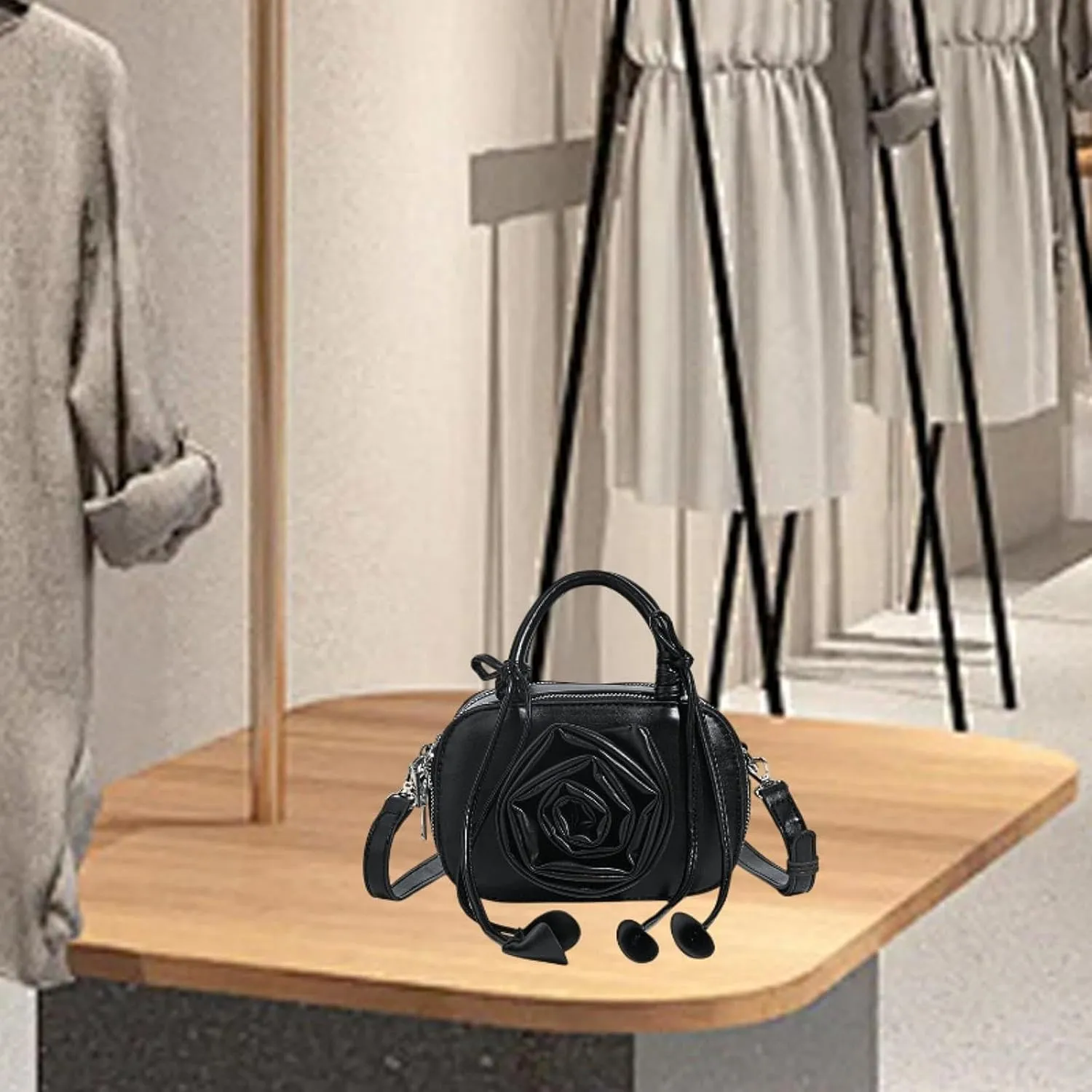 Small Shoulder Bag Casual Solid Color PU Leather Trendy for Women Ladies Satchel