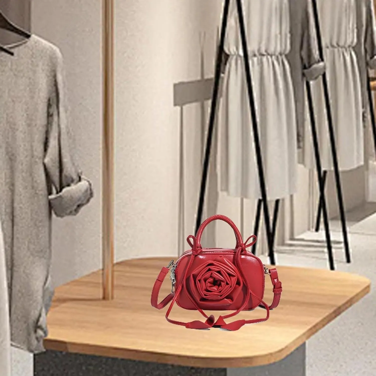 Small Shoulder Bag Casual Solid Color PU Leather Trendy for Women Ladies Satchel