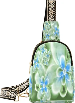 Small Sling Bag Waist Packs Leather Crossbody Packs Chest Bag Charming Flower for Women Travel Belt Purse