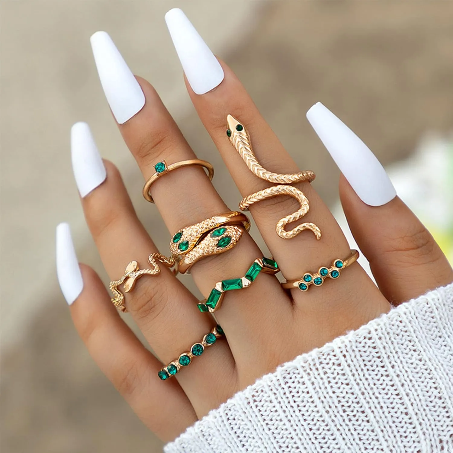 Snake Ring for Women Gothic Black Snake Rings Punk Open Adjustable Silver Snake Knuckle Rings Stackable Reptile Serpent Band Rings for Halloween Costumes Accessories