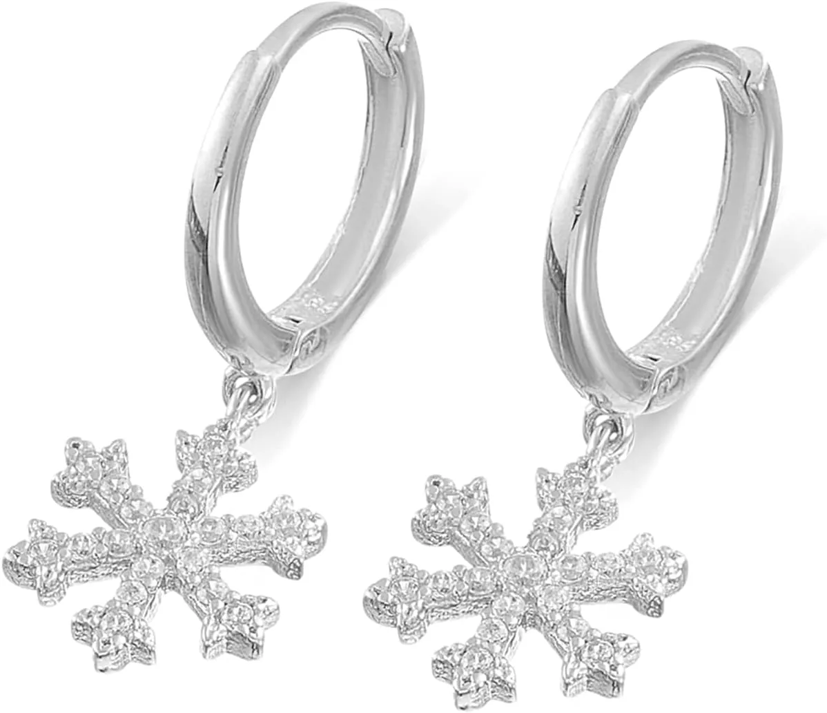 Snowflake Earrings, 14K Solid Gold Snowflake Earrings, Celestial Earrings, Dainty Custom Snowflake Earrings, Minimalist 14K Gold Celestial Earrings