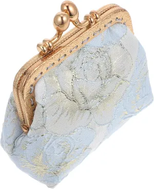 SOIMISS Clutch Purse with Chinese Brocade Embroidered Coin Wallet Vintage Evening Bag Pearl Adorned Perfect for Wedding Guests