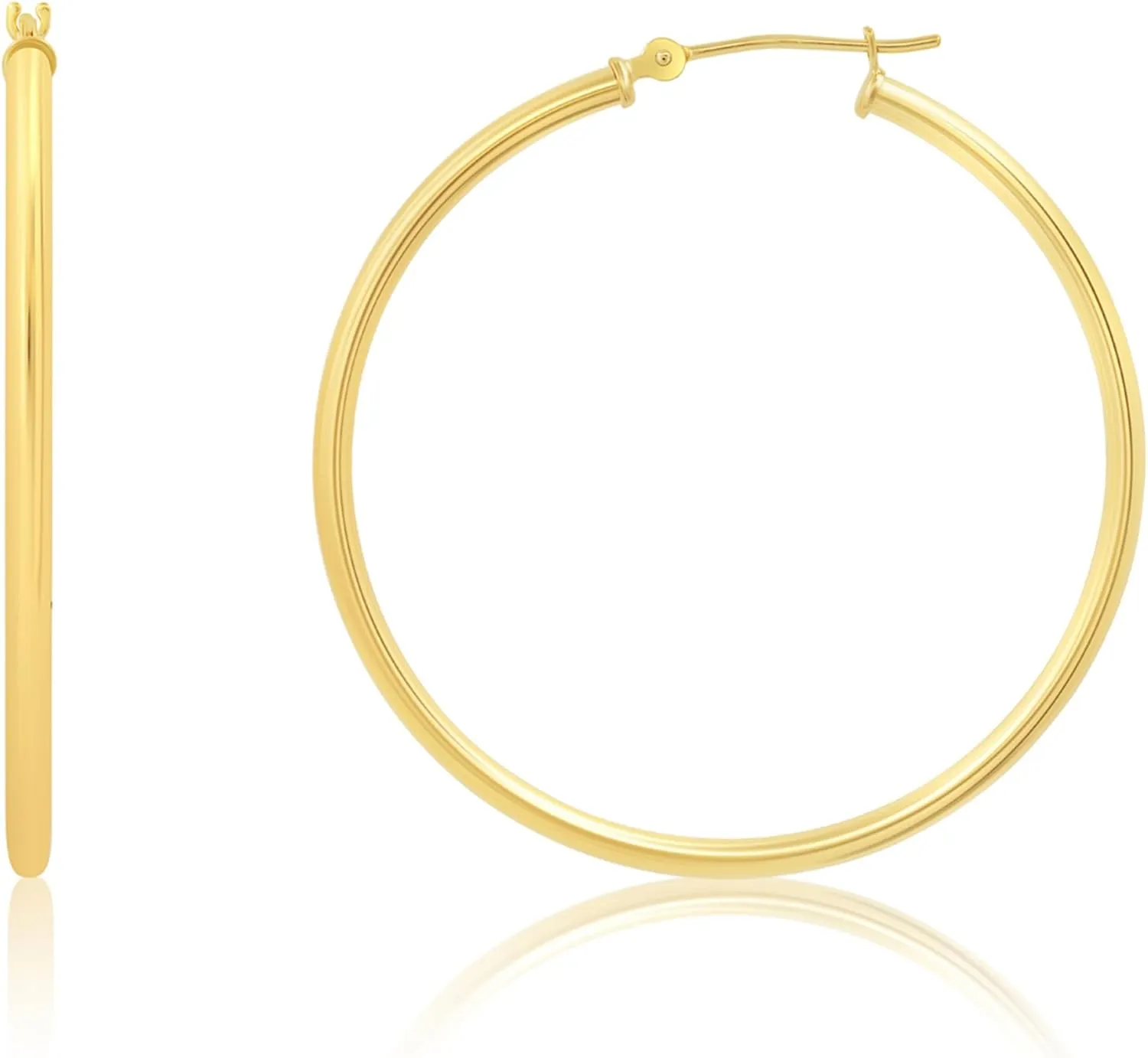 Solid 14k Gold Hoop Earrings for Women | 14k Yellow Gold or White Gold Hoop Earrings | 14k Real Gold Earrings with Click Tops | Small to Large 0.47 to 2 Inch Gold Hoop Earrings by MAX   STONE