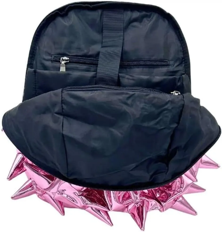 Spike Mirror Mirror Metallic Pink Premium 15" Laptop Backpack for Men & Women, Durable Lightweight Stylish Carry On Unisex Fun Casual Travel Commuter Bag