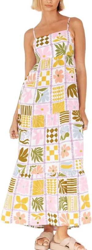 Spring Boho Spaghetti Strap Dress for Women 2024 Summer Vacation Beach Long Dress Ric Rac Flowy Swing Maxi Sundress