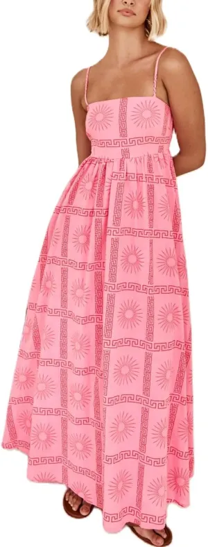 Spring Boho Spaghetti Strap Dress for Women 2024 Summer Vacation Beach Long Dress Ric Rac Flowy Swing Maxi Sundress