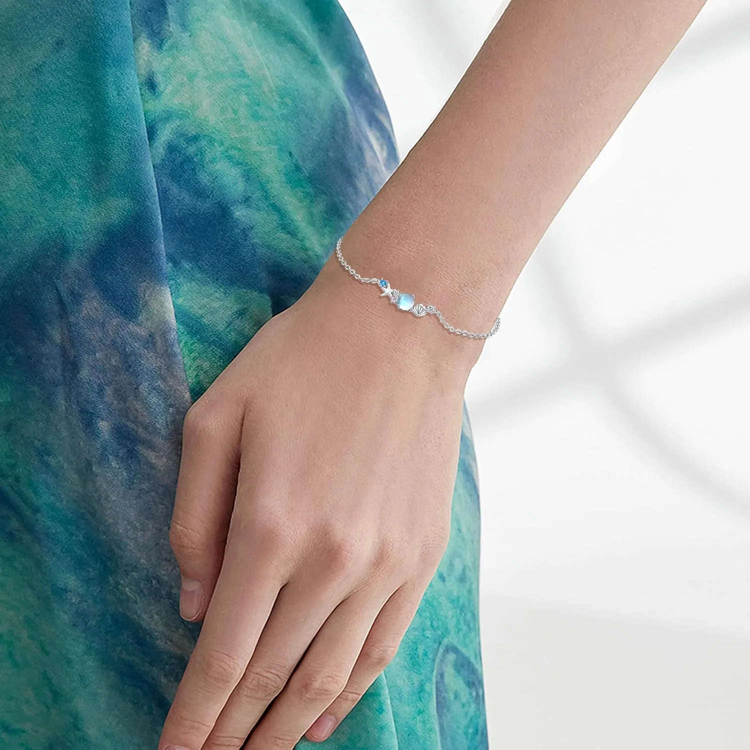 Starfish Shell Bracelets 925 Sterling Silver Beach Bracelet Ocean Jewelry Gifts for Women Girls