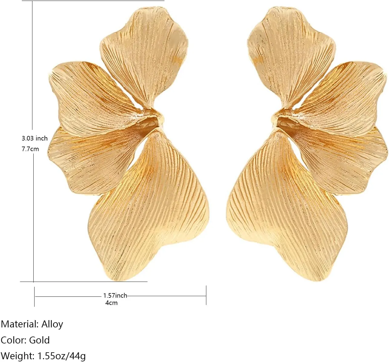 Statement Gold Flower Earrings for Women 14K Gold Plated Flower Dangle Earrings Boho Yellow Big Chunky Pearl Floral Petal Earring Lightweight Prom Jewelry Mothers Day Gifts Trendy Stuff
