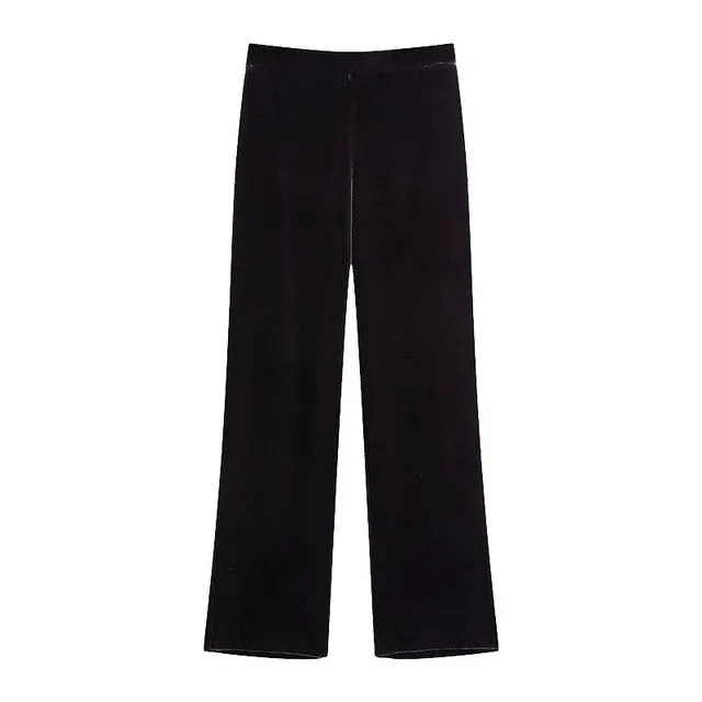 STRAIGHT FIT VELVET PANTS