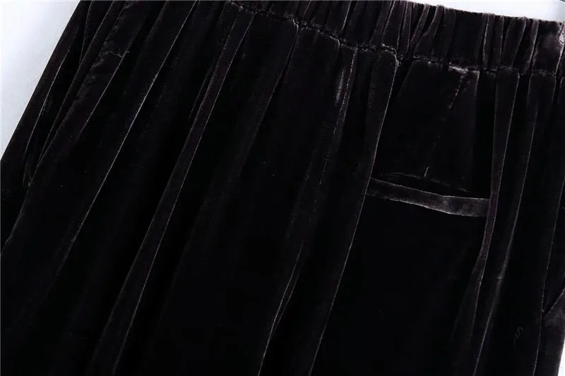 STRAIGHT FIT VELVET PANTS