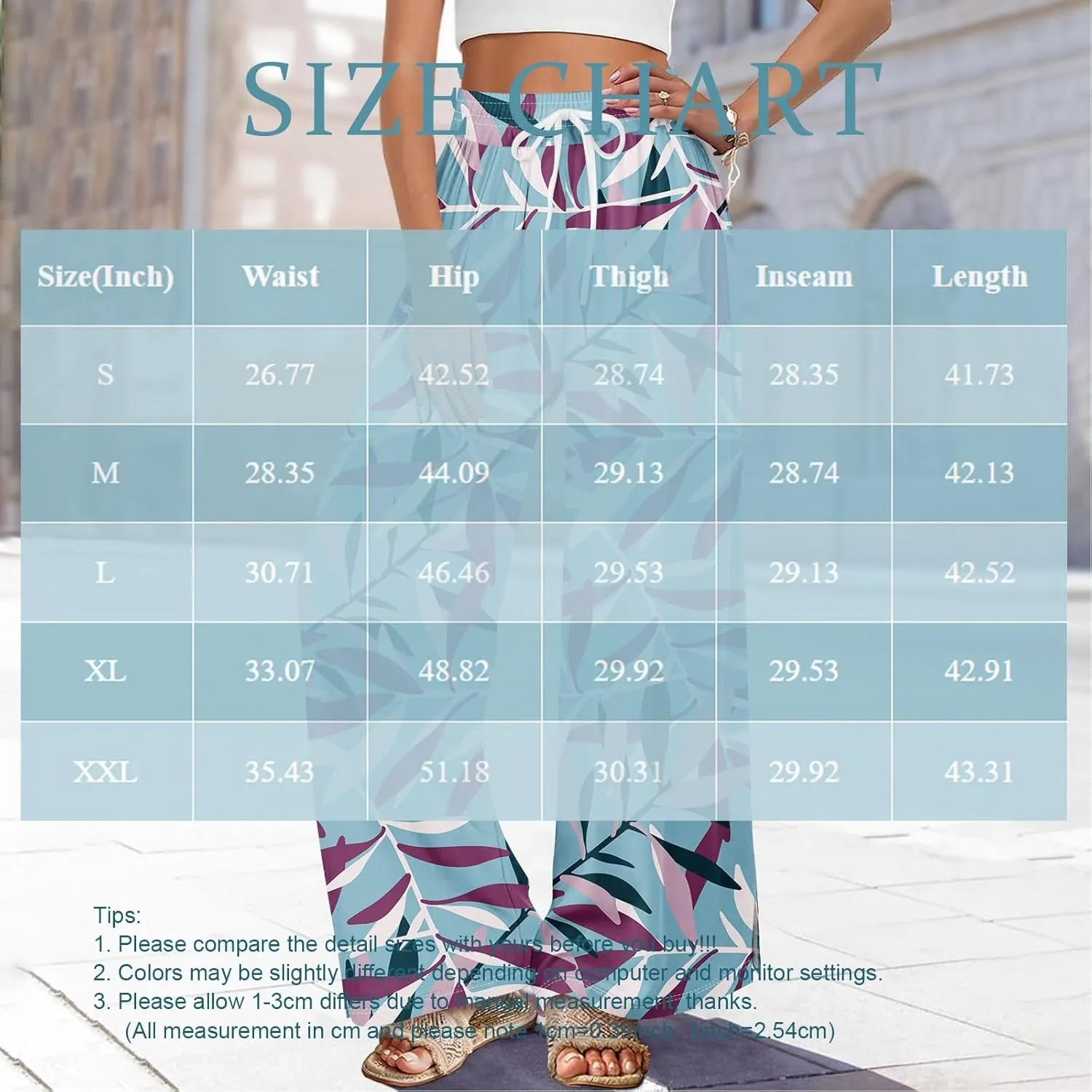 Summer Pants for Women Relaxed Fit Trendy Bohemian Style Floral Elastic Waist Casual Palazzo Summer Bottoms