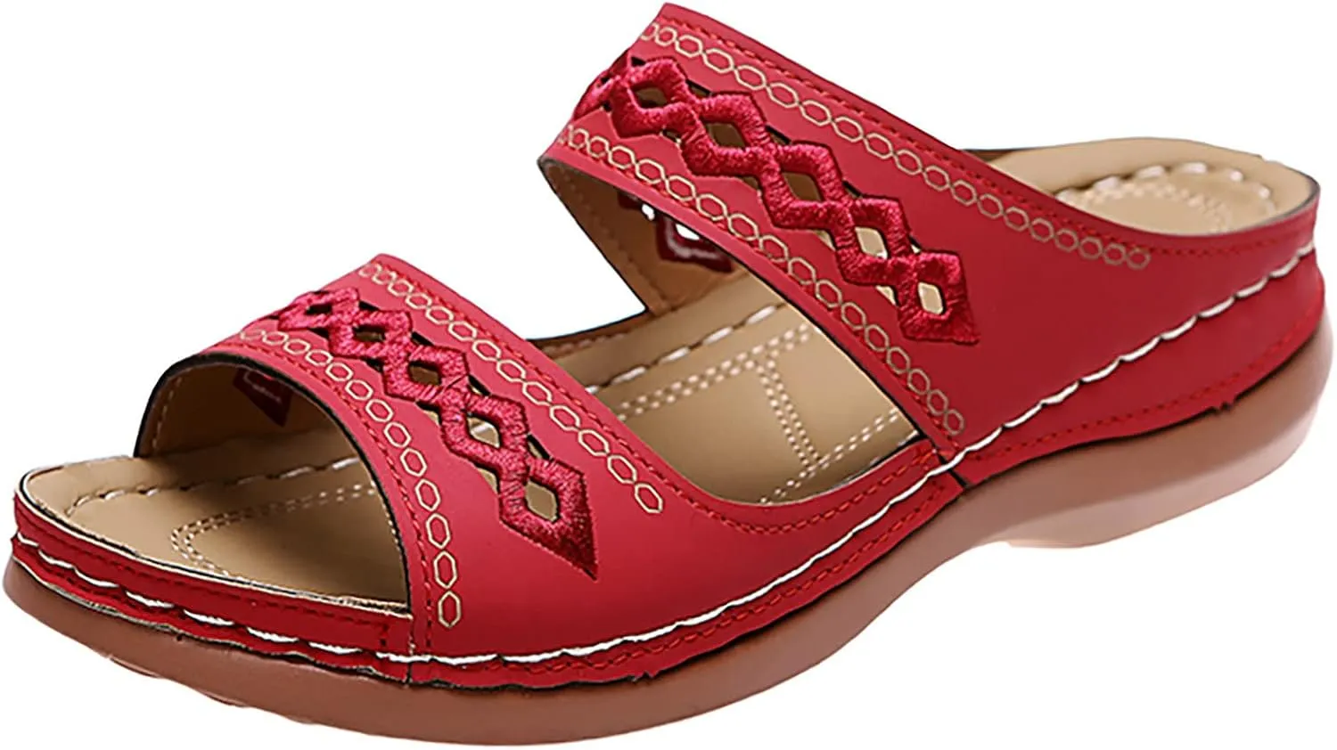 Summer Sandals for Women 2025 Boho Open Toe Slip On Slides Summer Casual Comfortable Beach Orthopedic Sandals