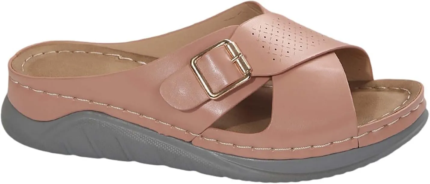 Summer Sandals for Women 2025 Wide Width Orthopedic Sandal Arch Support Walking Beach Boho Platform Slides