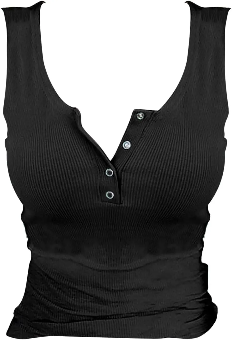 Tank Tops for Women Summer Casual Cropped Ribbed Sleeveless Camisole Tops Button V Neck Henley Shirt Clothes 2025