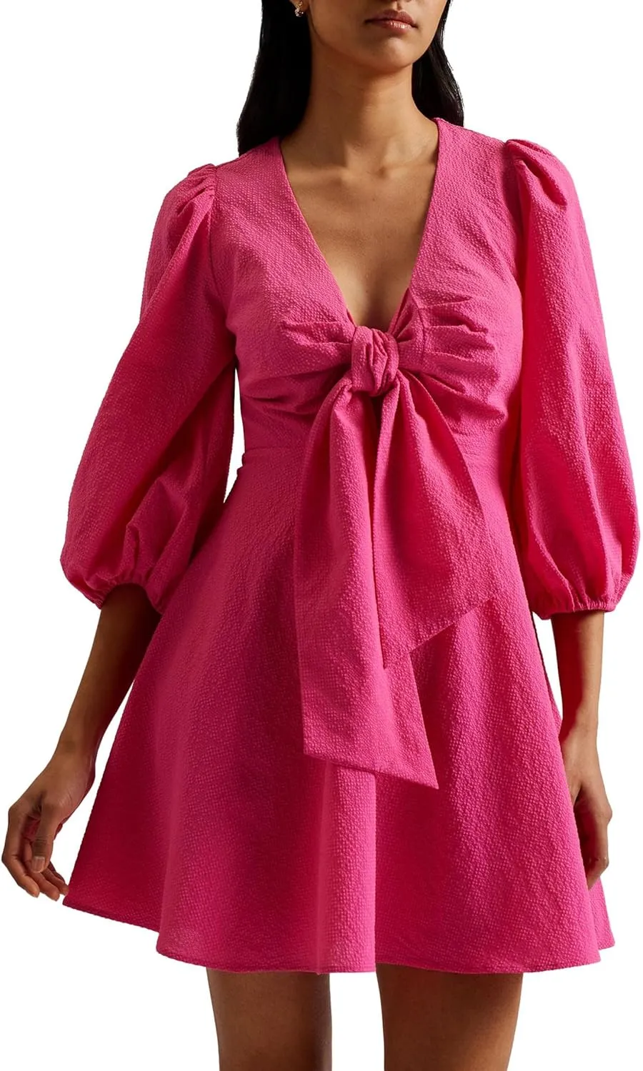 Ted Baker Women's Jozelyn Seersucker Tie Front Mini Dress