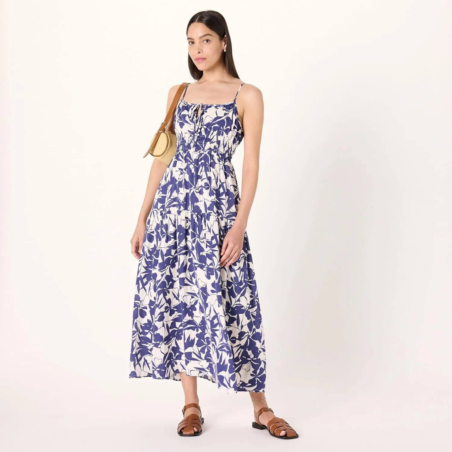 The Drop Women's Tavia Tie-Front Tiered Maxi Dress