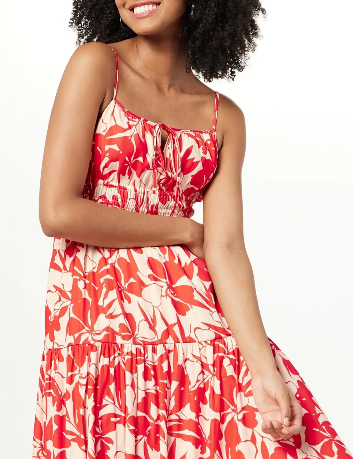 The Drop Women's Tavia Tie-Front Tiered Maxi Dress