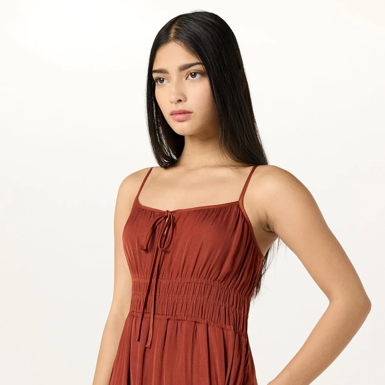 The Drop Women's Tavia Tie-Front Tiered Maxi Dress