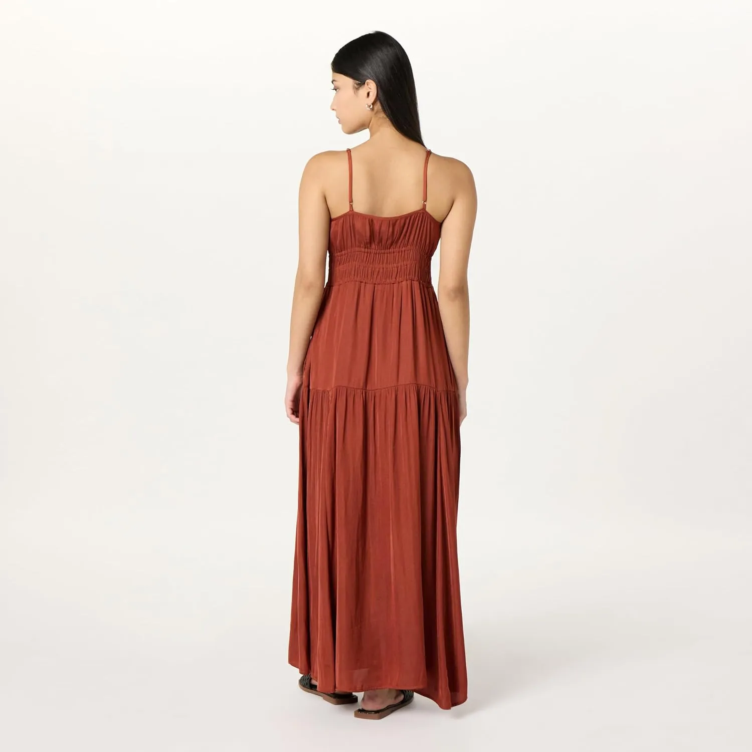 The Drop Women's Tavia Tie-Front Tiered Maxi Dress