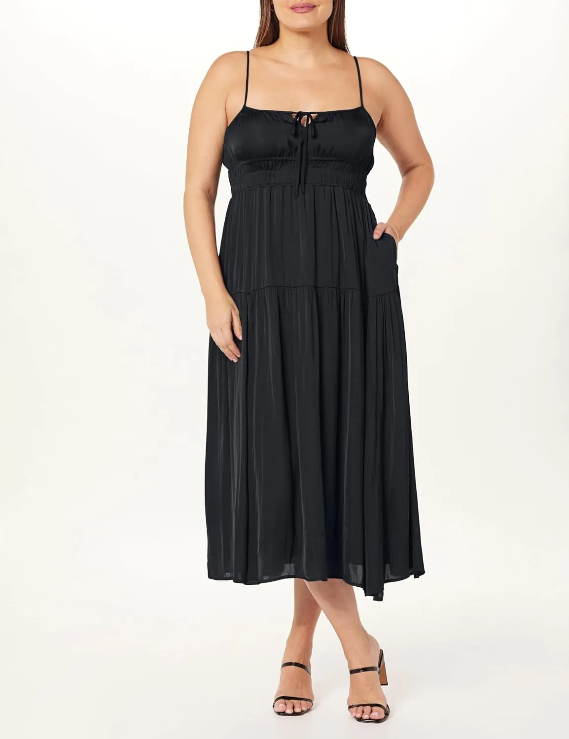 The Drop Women's Tavia Tie-Front Tiered Maxi Dress