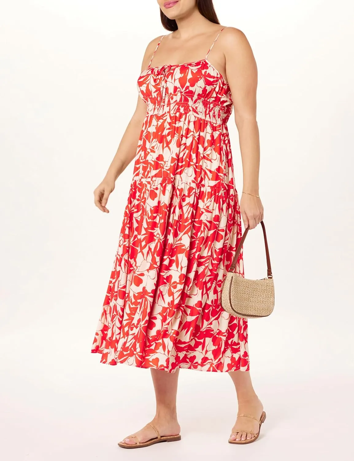 The Drop Women's Tavia Tie-Front Tiered Maxi Dress