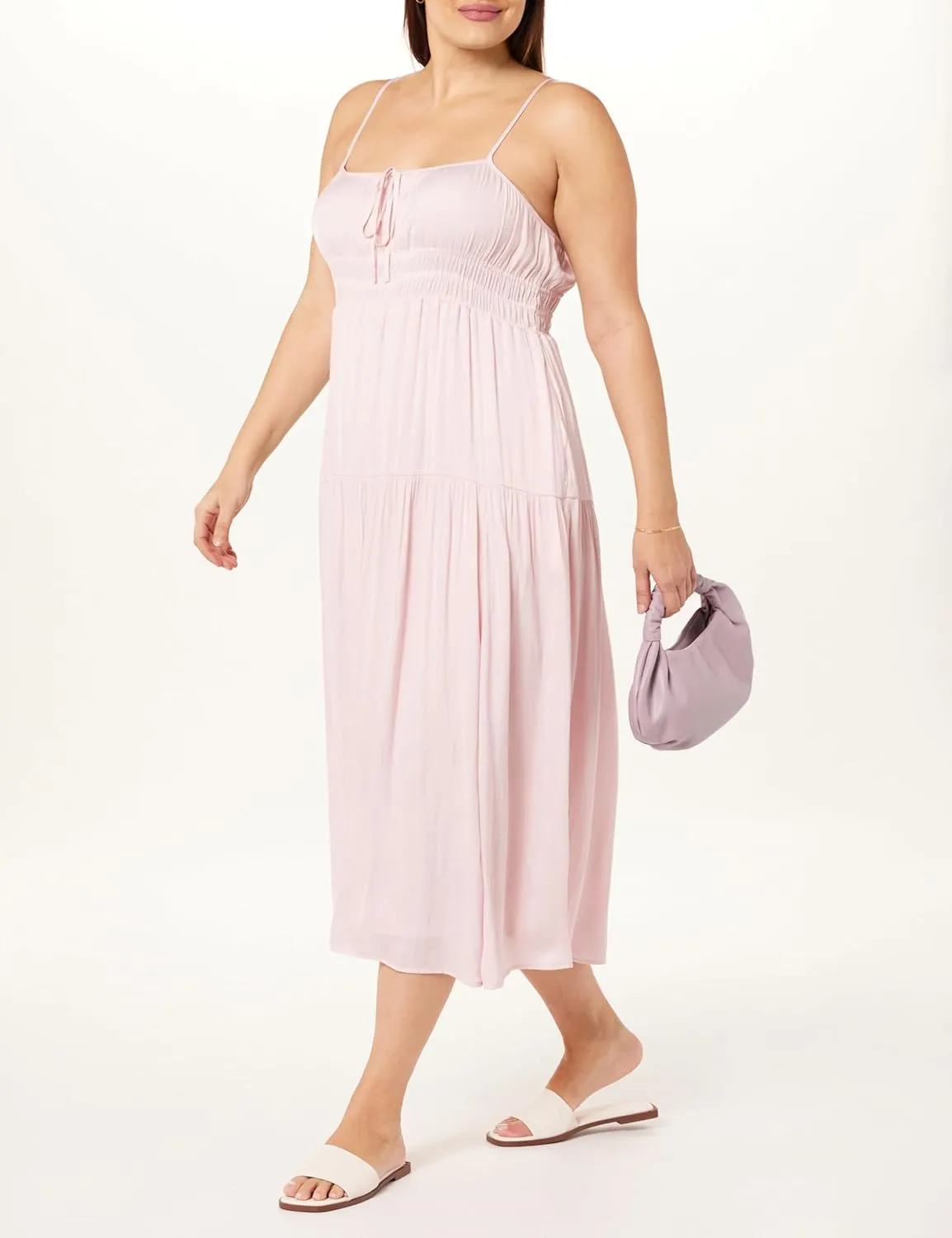 The Drop Women's Tavia Tie-Front Tiered Maxi Dress