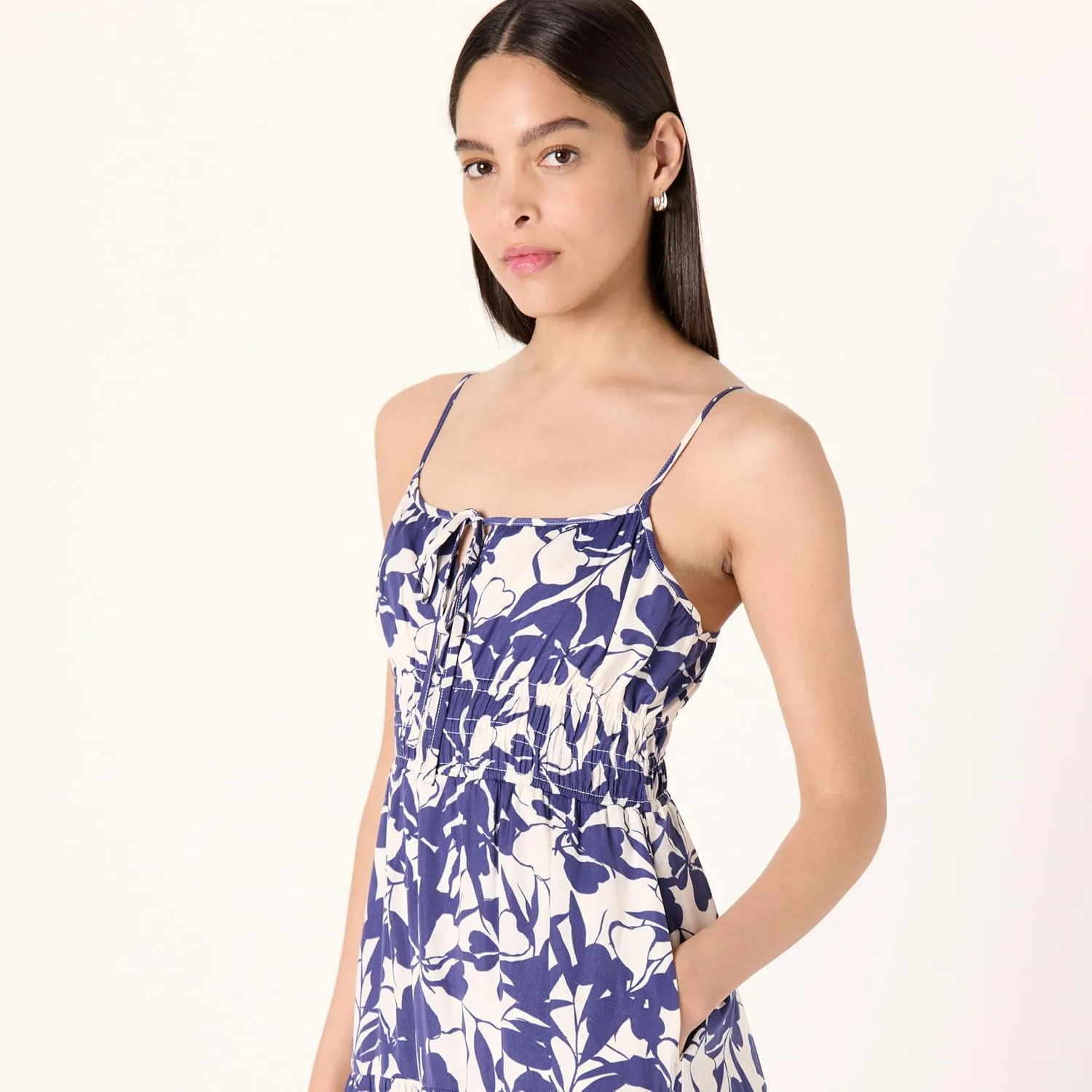 The Drop Women's Tavia Tie-Front Tiered Maxi Dress