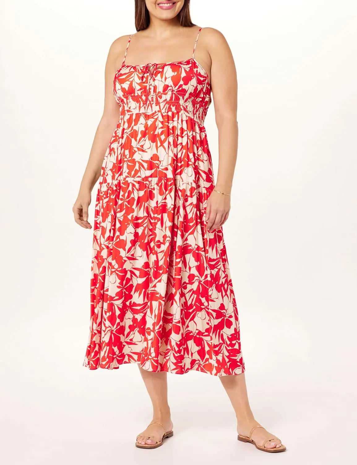 The Drop Women's Tavia Tie-Front Tiered Maxi Dress
