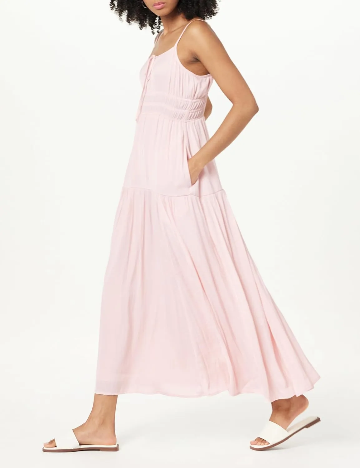 The Drop Women's Tavia Tie-Front Tiered Maxi Dress