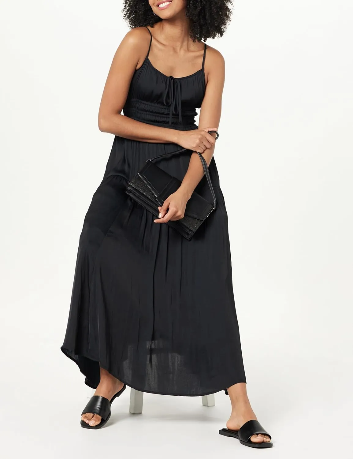 The Drop Women's Tavia Tie-Front Tiered Maxi Dress