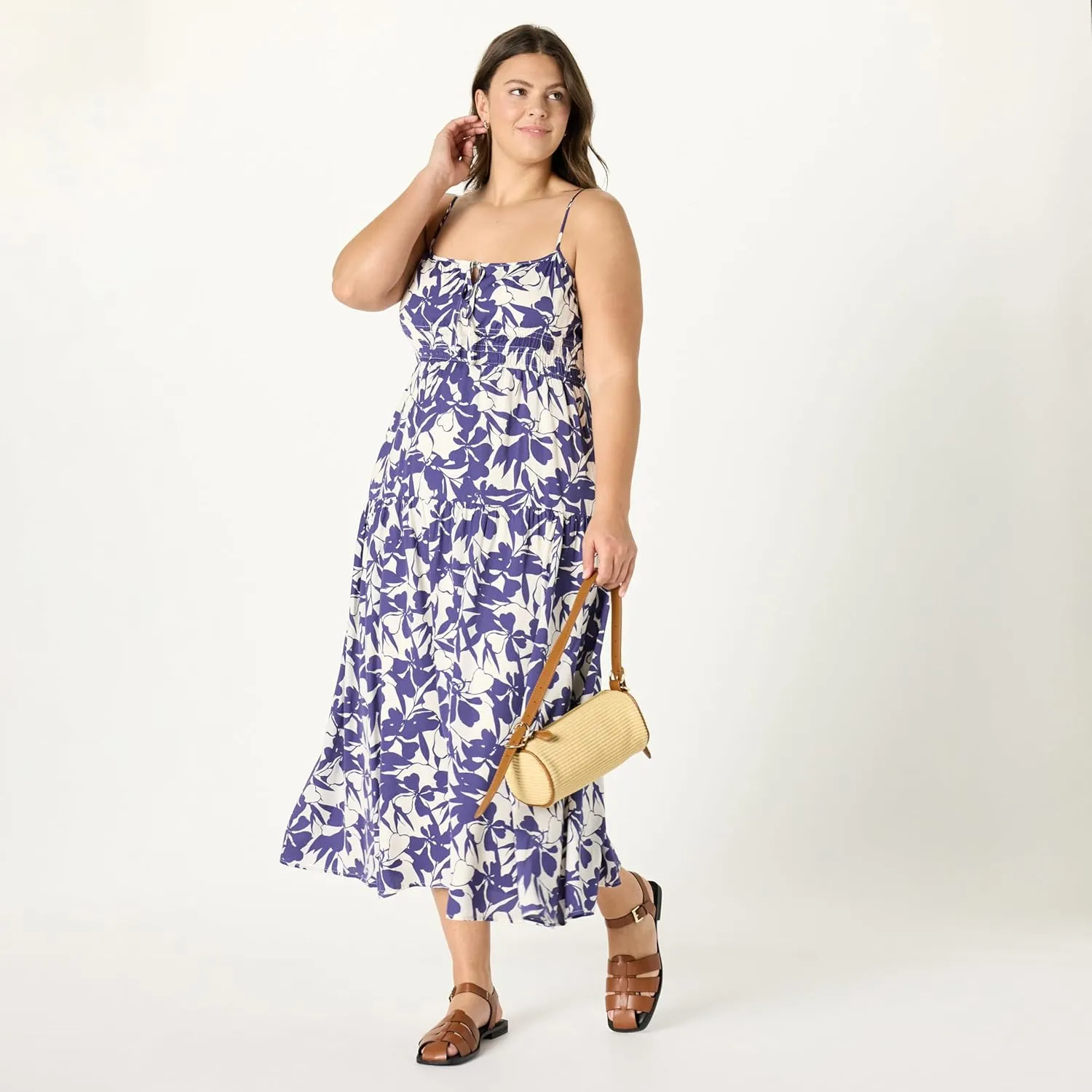 The Drop Women's Tavia Tie-Front Tiered Maxi Dress