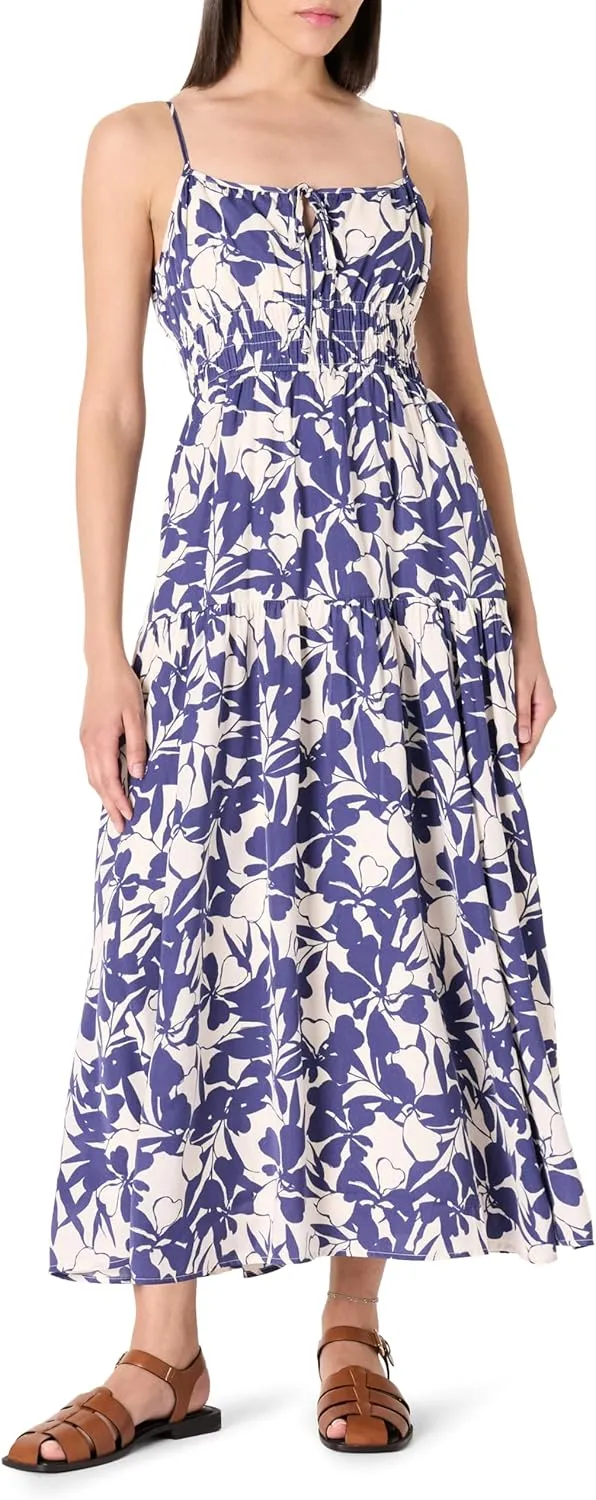The Drop Women's Tavia Tie-Front Tiered Maxi Dress