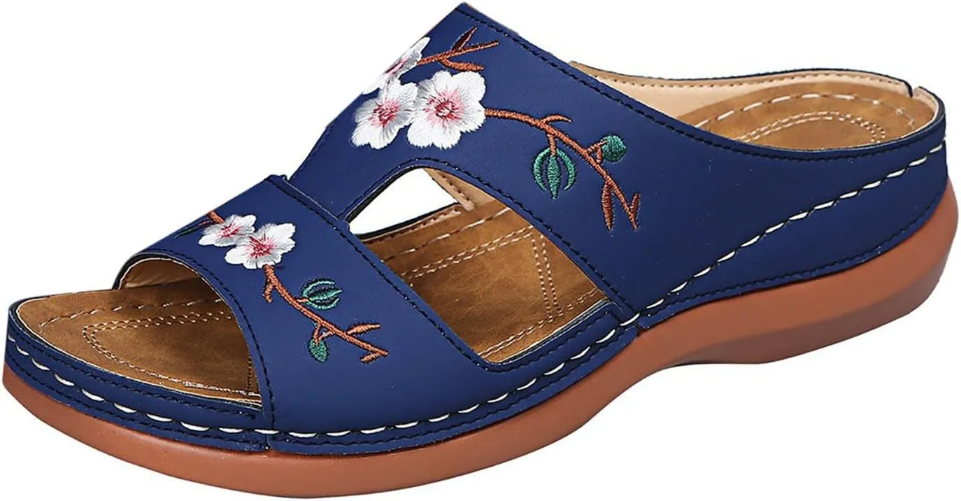 Thick Bottom Slope And Fashion Outside Wearing Open Toed Square Head Cold Drags Shoes Korean Denim Cloth High Heeled