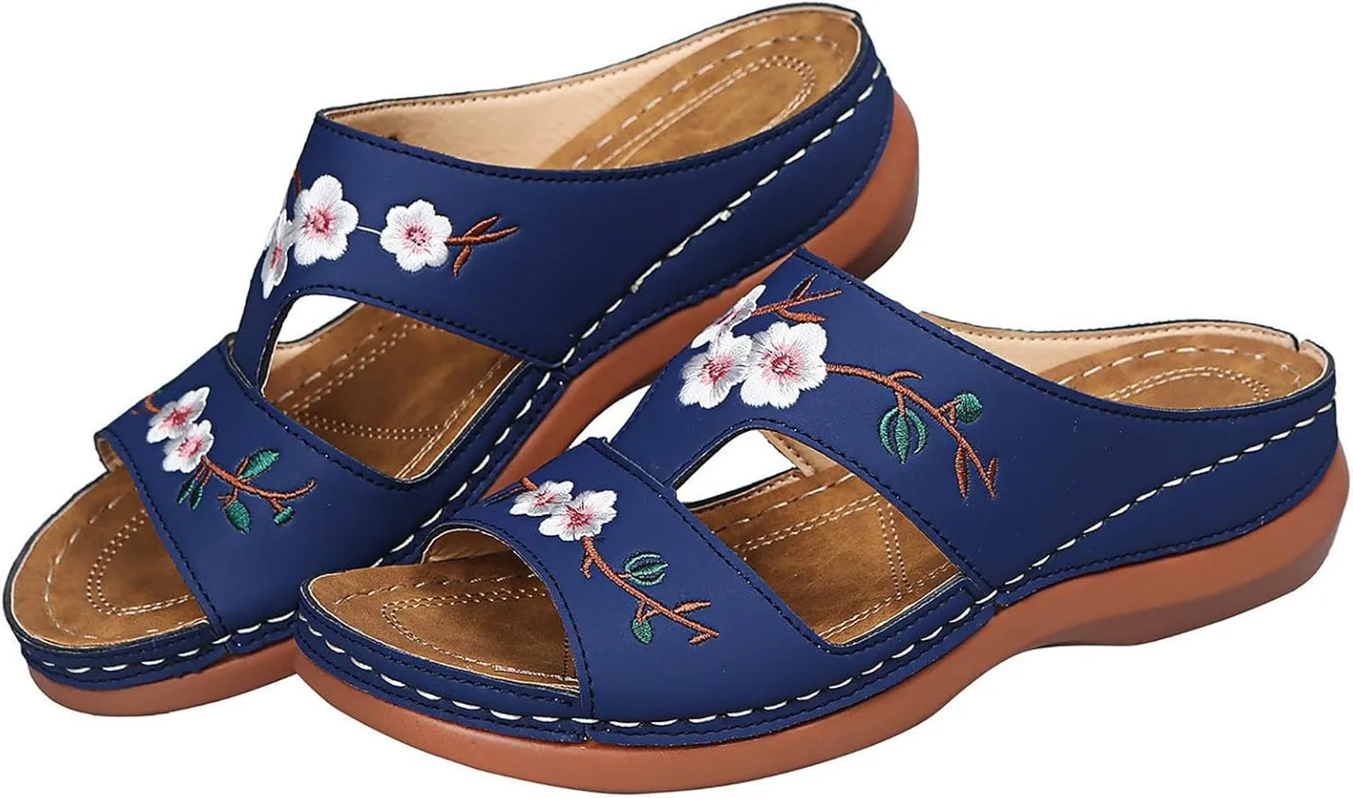 Thick Bottom Slope And Fashion Outside Wearing Open Toed Square Head Cold Drags Shoes Korean Denim Cloth High Heeled