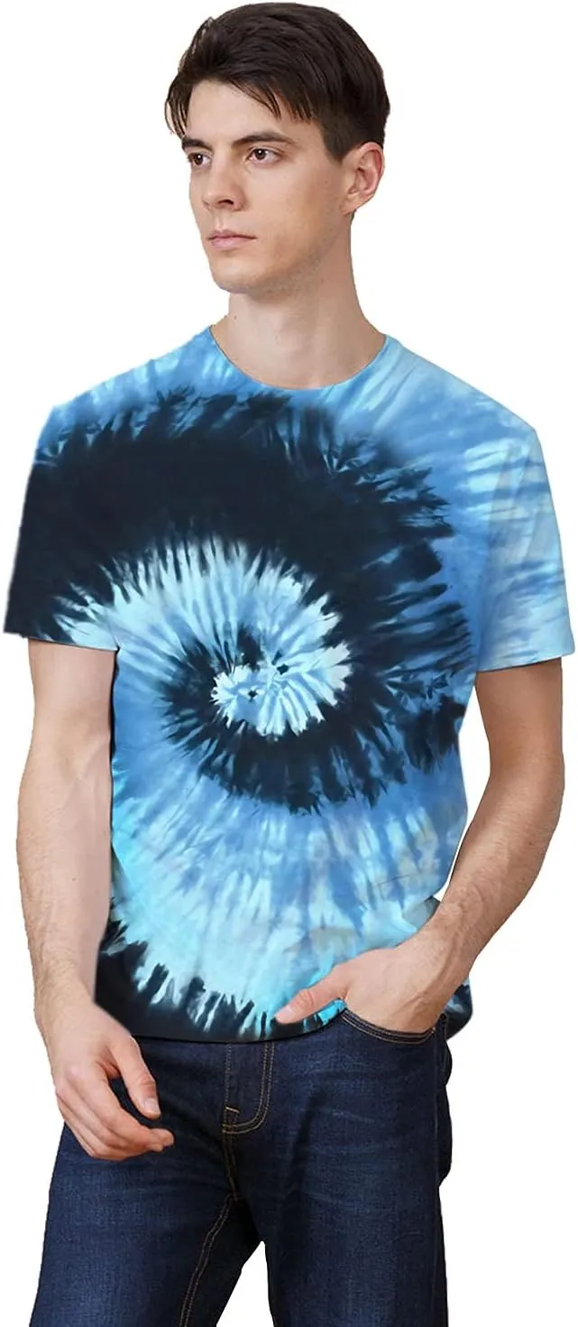 Tie Dye Shirts for Men Women, Short Sleeve Mens Tie Dye Shirts, Mens Women Rainbow Tie Dye T Shirts,Size:S-5XL