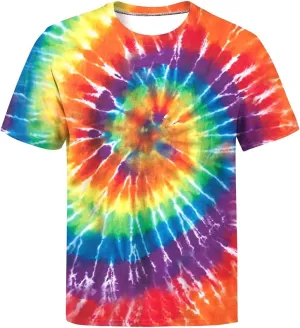 Tie Dye Shirts for Men Women, Short Sleeve Mens Tie Dye Shirts, Mens Women Rainbow Tie Dye T Shirts,Size:S-5XL