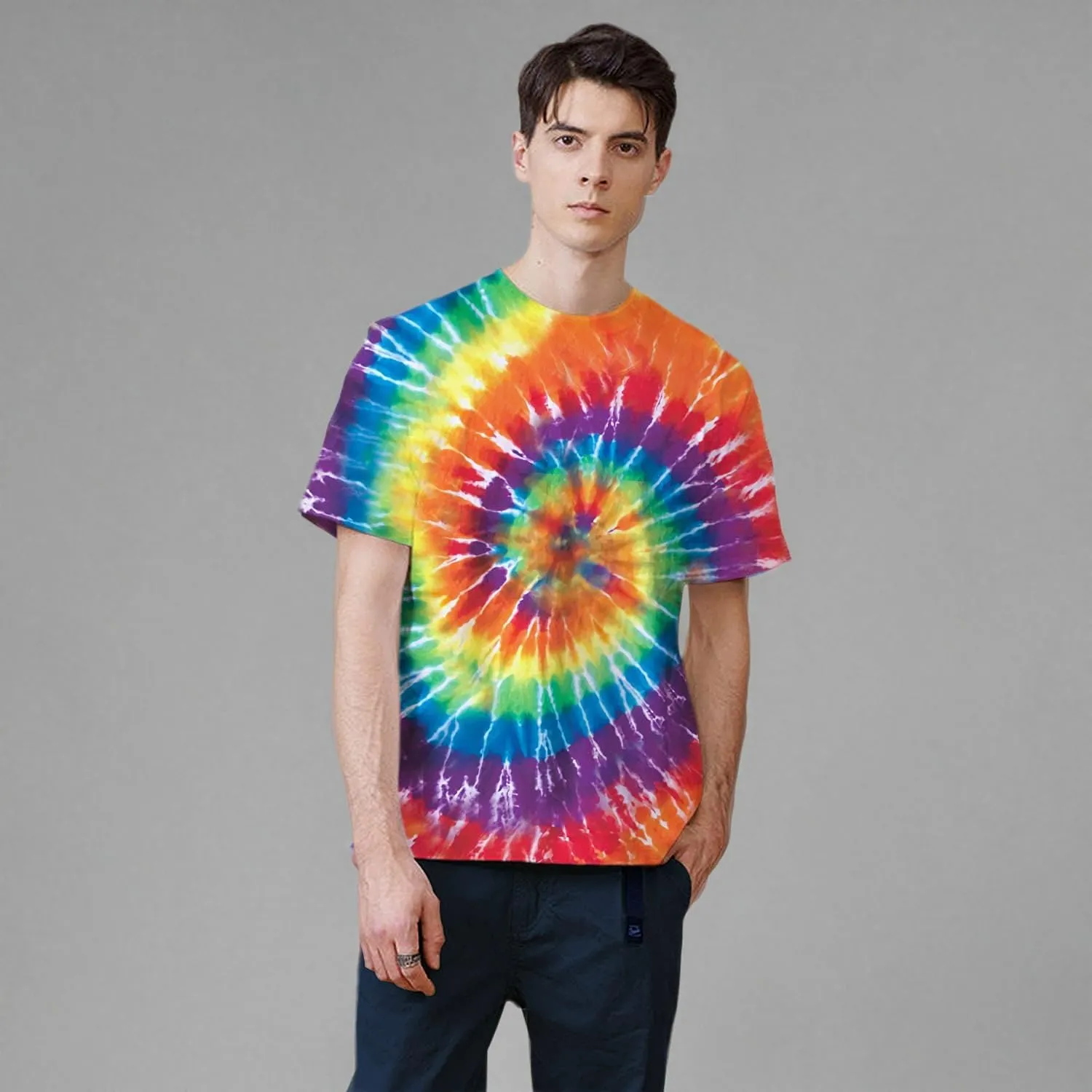 Tie Dye Shirts for Men Women, Short Sleeve Mens Tie Dye Shirts, Mens Women Rainbow Tie Dye T Shirts,Size:S-5XL