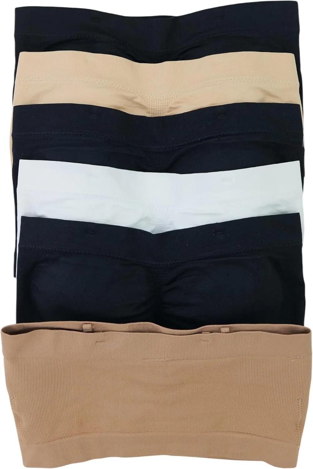 ToBeInStyle Women's 6 Pack Padded Seamless Bandeau Tube Bras