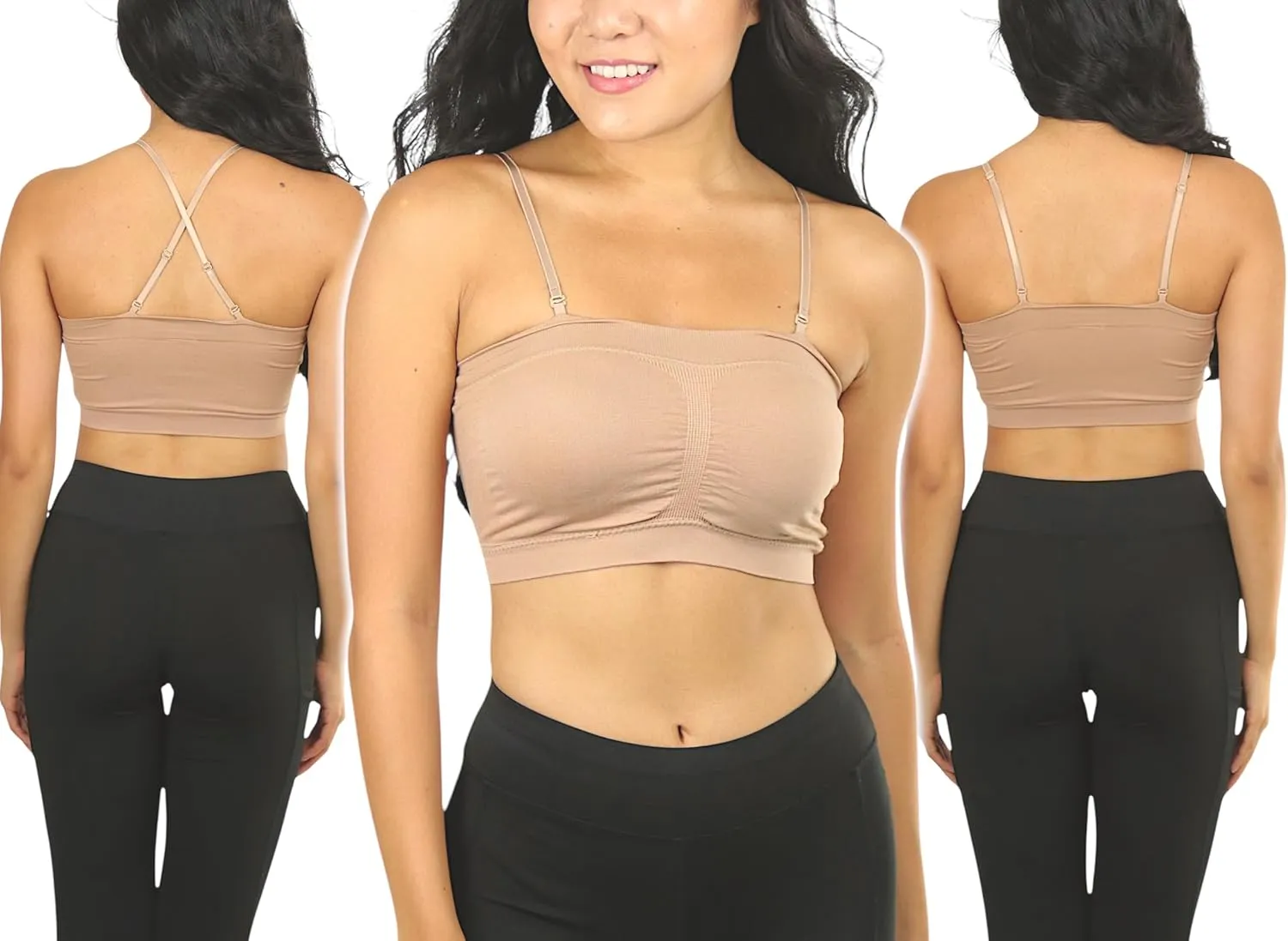 ToBeInStyle Women's 6 Pack Padded Seamless Bandeau Tube Bras