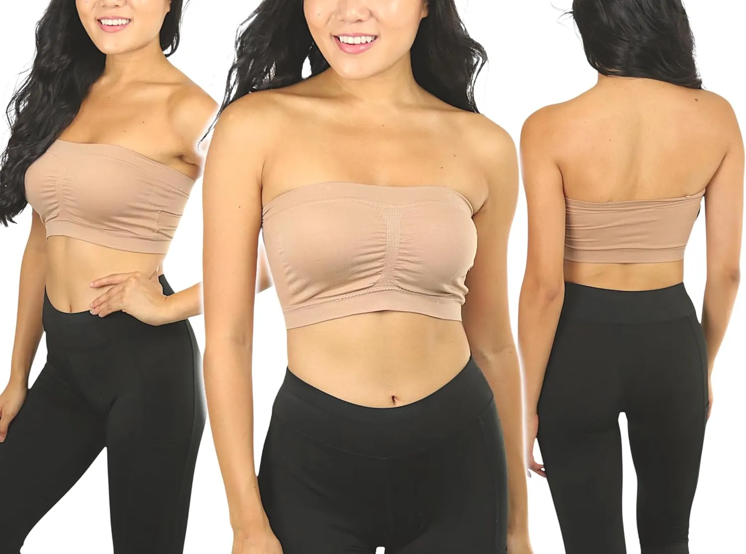 ToBeInStyle Women's 6 Pack Padded Seamless Bandeau Tube Bras