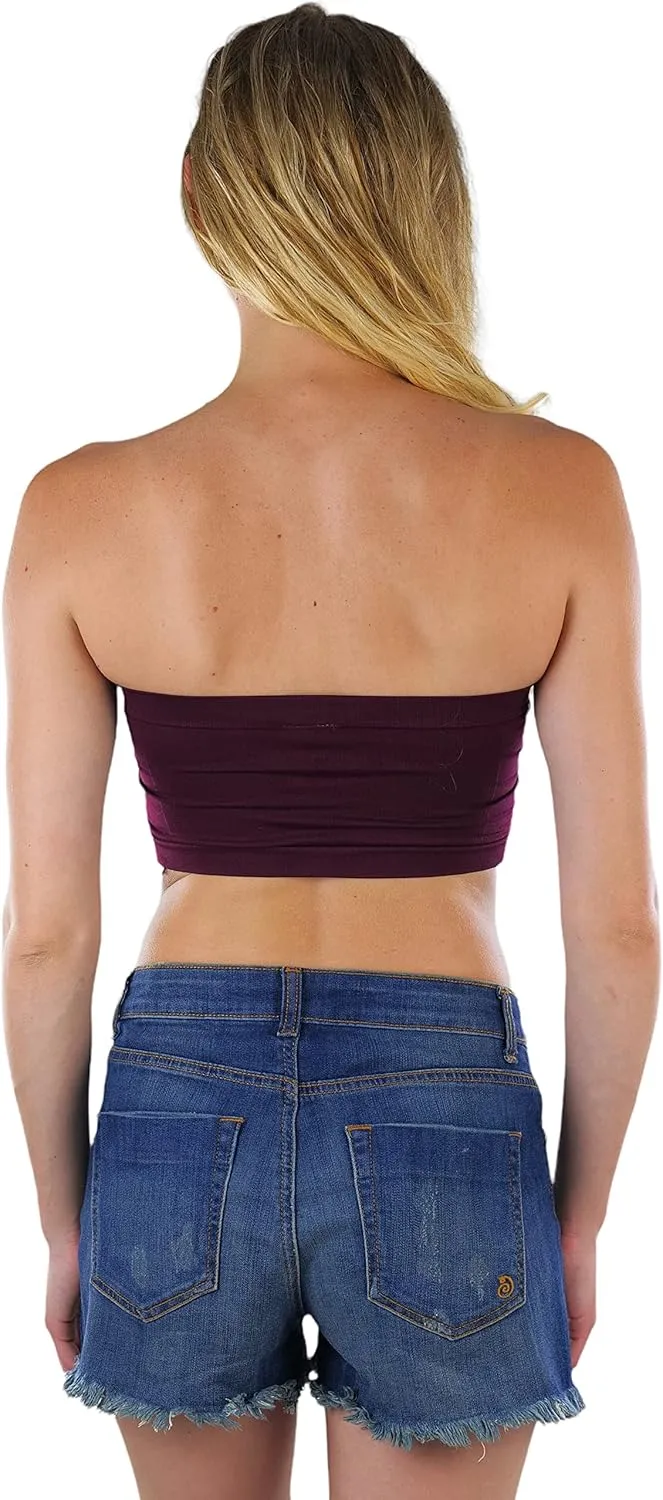 ToBeInStyle Women's Regular and Plus Size Removable Pads Ruched Bandeau Tube Bra