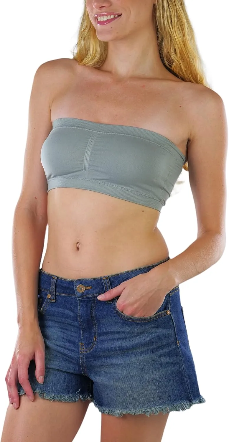 ToBeInStyle Women's Regular and Plus Size Removable Pads Ruched Bandeau Tube Bra